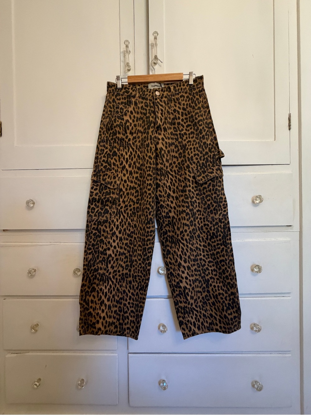 Damson madder cheetah Print cargo Jeans